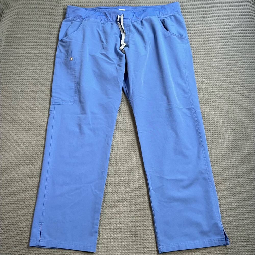 Figs Kade Scrub Pants XXL Womens Straight Leg Cargo Ceil Blue Stretch